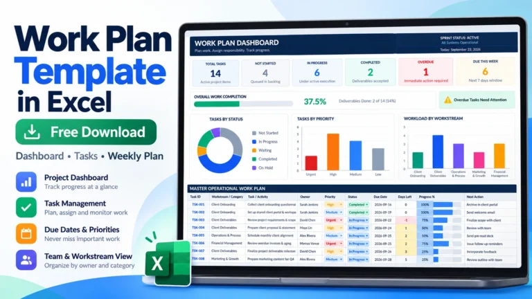 Work Plan Template in Excel (+ Free Download & Example)